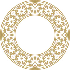 Vector round national golden ornament of ancient Persia. Iranian ethnic circle, ring, border, frame..