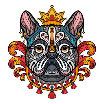 Abstract head of french bulldog dog vector illustration