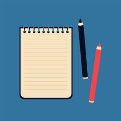 ノートと鉛筆 フラットイラスト