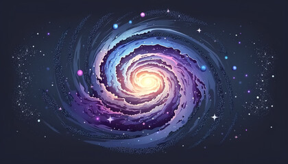 Realistic spiral galaxy with stars, generative AI.