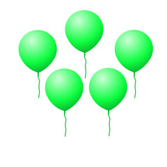 Green balloons isolated on white