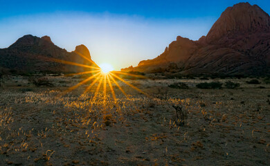 Sunrise over the desert, Spitzkoppe, Namibia