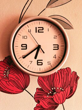vintage clock with flowers