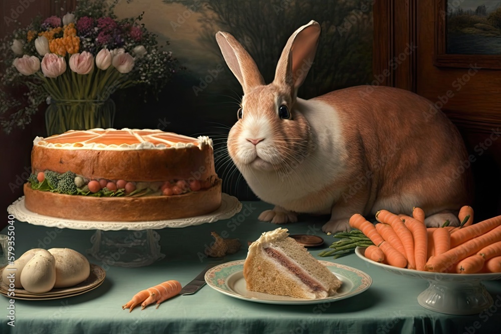 Poster Salmon, quiche Lorraine, carrot cake, and ham all make appearances at this year's Easter feast. Generative AI