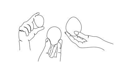Continuous one line drawing of hands holding Easter egg. Vector illustration.