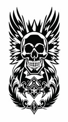 Great Skull Vector With Wings. Skull Vector