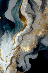 Marble, ink, paint, abstraction. Close-up image. Colorful abstract painting background. Oil paint with a high textured texture. Art to print. Printable artwork Generative AI