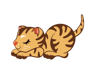 A cute red tabby kitten character, a sweet red cat cartoon, a playful ginger kitten icon in color, ready to jump pose 