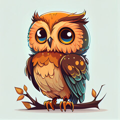 Naklejka premium 3D owl illustration, generative ai