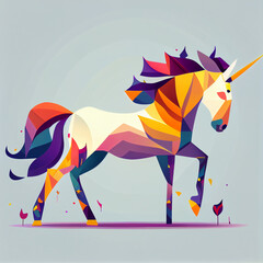 colorful unicorn, cartoon style, flat design, generative ai