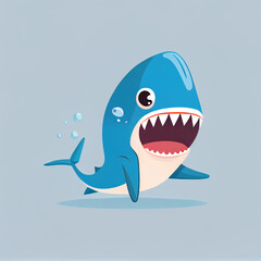 funny shark, isolated, cartoon style, flat design, generative ai