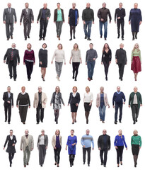 group of successful business people in motion isolated