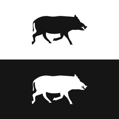 Elegant Vector Illustration of Wild Boar Silhouette