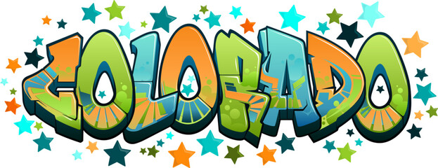 Graffiti Styled Vector Graphics Design - The State of Colorado