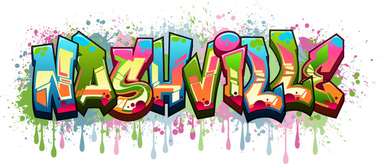 Graffiti Styled Vector Graphics Design - Nashville - obrazy, fototapety, plakaty