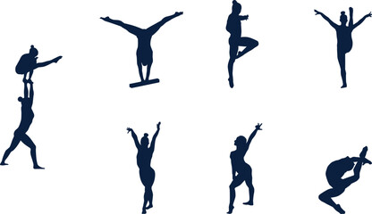 set of silhouettes of dancing people