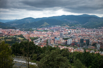 Naklejka na ściany i meble Aerial view of Bilbao city, Basque Country, Spain