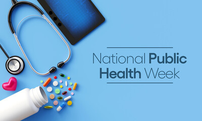 National Public health week observed each year During first full week of April across United states. 3D Rendering