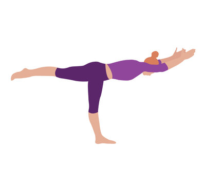 Woman workout fitness,Yoga poses, aerobic and exercises. girl practicing yoga balance asanas health lifestyle relax flat style vector illustration
