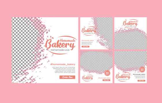 Vector Editable Bakery Cake Social Media Post Design Template