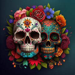 Mexico's Day of the Dead background, El Dia de Muertos, created with Generative AI