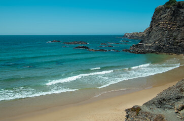 Zambujeira do Mar wild beach view in Alentejo, Portugal
