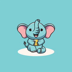Cute elephant selfie cartoon illustration