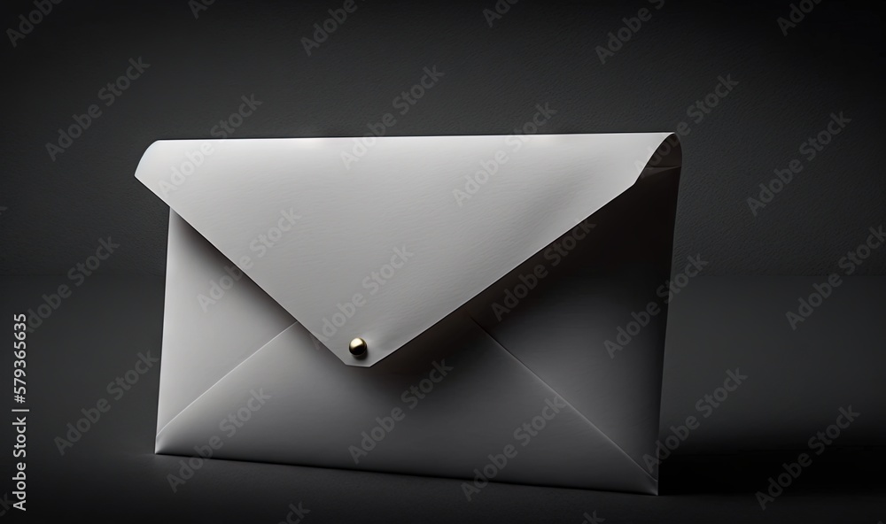Poster a white envelope with a button on the front of it. generative ai