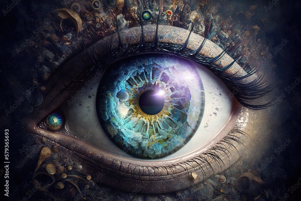 Poster unlocking mystical realms with open eyes generative ai