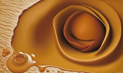  a painting of a liquid swirl with a brown substance in the center.  generative ai