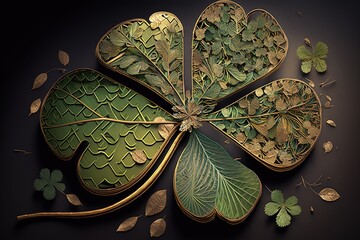 Unparalleled Precision: A Story Retold Through the Detailed Intricacies of a Four-Leaf Clover Generative AI