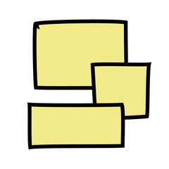 Pale yellow sticky notes in cartoon style. Vector icon