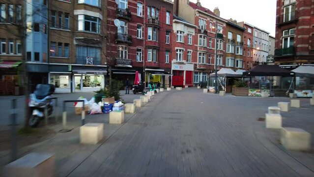 Real time dashcam footage of a car driving on the road in the afternoon in Brussels, Belgium