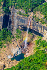 Prism effect on the Nohkalikai waterfalls, Cherrapunji, Meghalaya, India