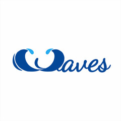 Waves text template design. Illustration of waves on the letter W.