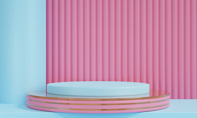 3D render Geometric shapes with Pastel colors background.