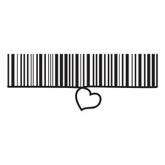 barcode heart, vector