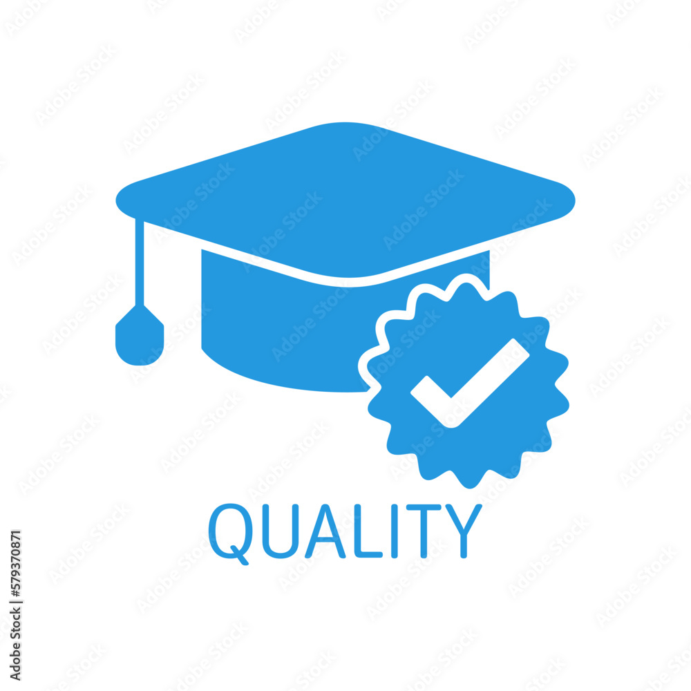 Poster confirm the quality of knowledge. vector linear icon isolated on white background.
