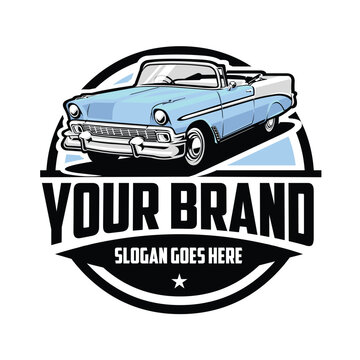 Premium Classic Car Circle Emblem Logo Design Vector Art. Ready Made Vintage Logo Design Template. Best for Classic Automotive Restoration Company