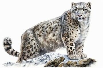 snow leopard isolated on white