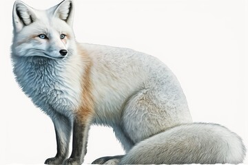Fototapeta premium Arctic Fox watercolor Isolate on white background.
