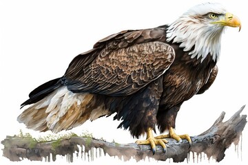 Obraz premium Bald Eagle Watercolor Isolate on white background.