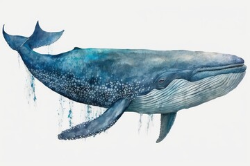 Whale Watercolor. Isolate on white background.