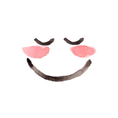 Smiling face, painted with watercolors