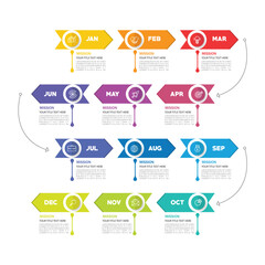 infographic Project timeline graph for 12 months modern diagram calendar, presentation vector infographic.