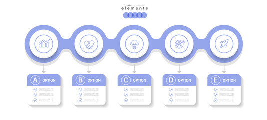Infographic design template. timeline with icons and 5 options or steps. Can be used for process, presentations, layout, banner, web design vector illustration.