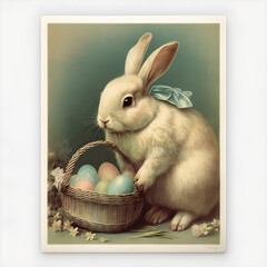 Easter bunny with easter eggs AI generated