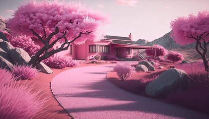 flowers in the morning driveway generative ai