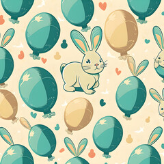 easter seamless pattern with rabbits easter eggs AI generated