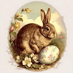 easter bunny with easter egg AI generated